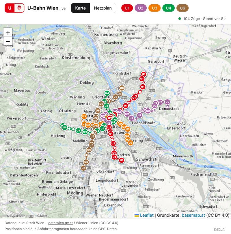 Karte mit U-Bahn-Zügen